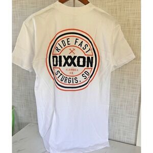 Dixxon Flannel T- Shirt Mens Sz Med Sturgis Ride Fast Motorcycle White New! BxBB